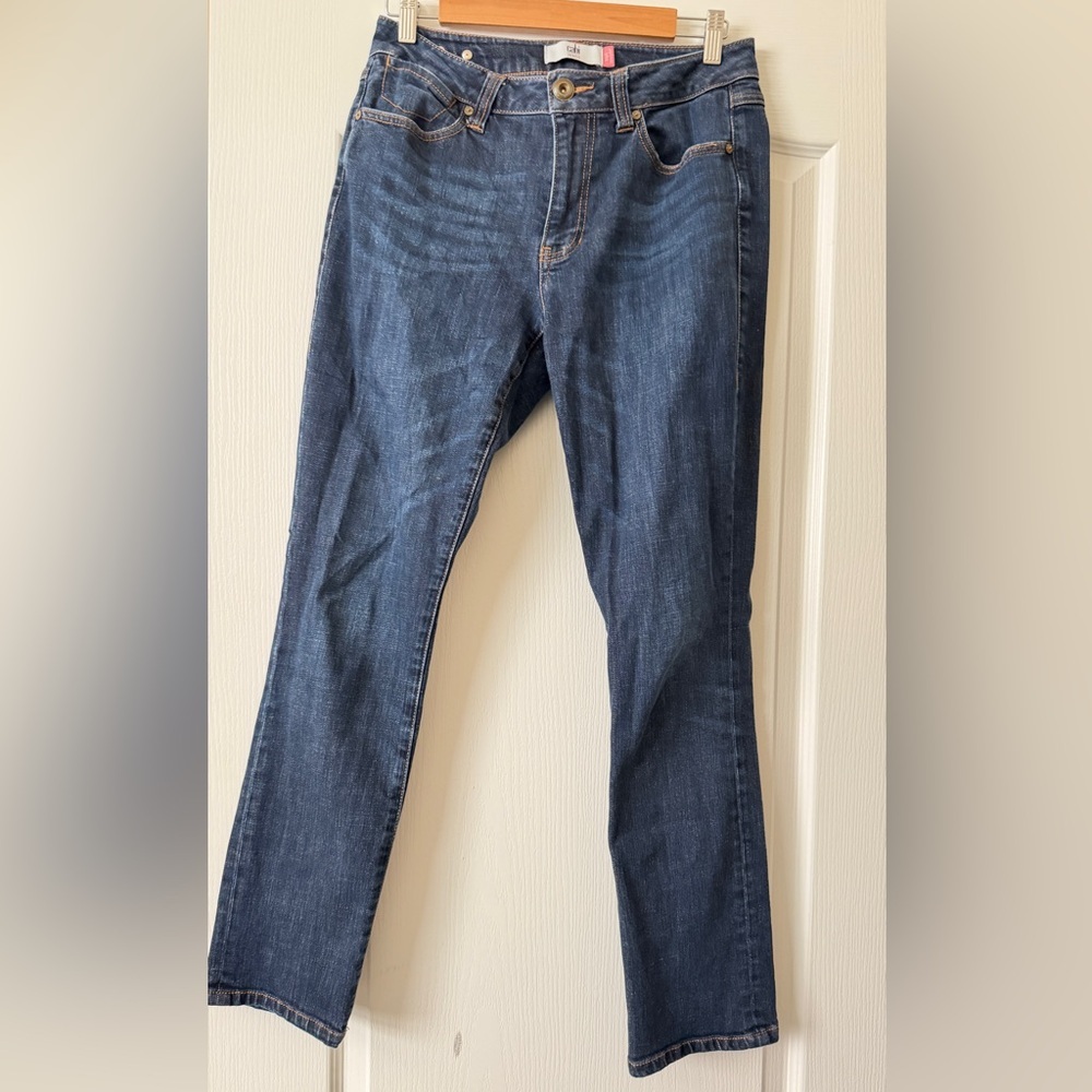 Cabi Blue Straight Leg High Rise Jeans Size 6